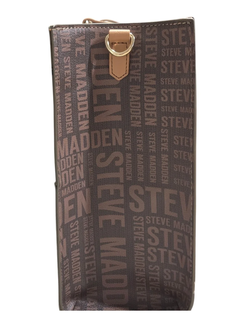Steve Madden Logo Tote Bag With Crossbody Strap Brown Tan